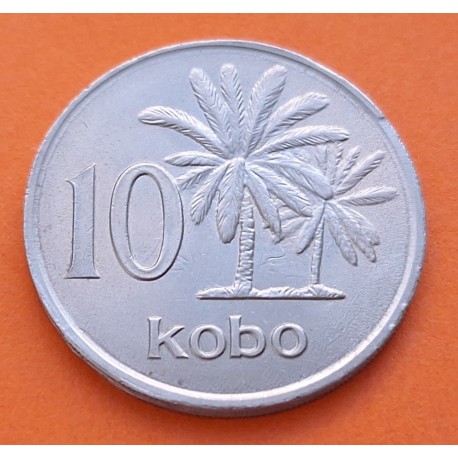 NIGERIA 10 KOBO 1976 PALMERA y ESCUDO KM.10.1 MONEDA DE NICKEL SC- Africa