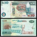 ZAMBIA 10 KWACHA 2012 AGUILA, ERIZO y AGRICULTORES Pick 51A BILLETE SC Africa UNC BANKNOTE