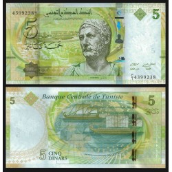 TUNEZ 5 DINARES 2013 HANNIBAL y SUS BARCOS Pick 95 BILLETE SC Tunisia 5 dinars UNC BANKNOTE