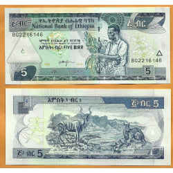 ETIOPIA 5 BIRR 2005 - 2013 AGRICULTOR, FELINO y CABRA Pick 47F BILLETE SC Africa Ethiopia UNC BANKNOTE