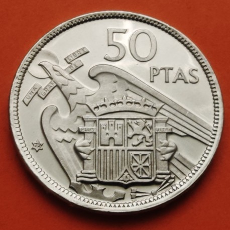 ESPAÑA 50 PESETAS 1957 * 72 FRANCO ESTADO ESPAÑOL KM.788 MONEDA DE NICKEL @PROOF PRUEBA PROCEDE DE CARTERA FNMT 1972@