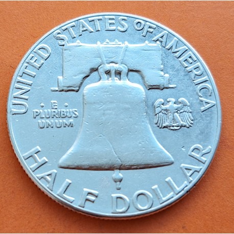 ESTADOS UNIDOS 1/2 DOLAR 1958 P BENJAMIN FRANKLIN KM.163 MONEDA DE PLATA MBC Half Dollar silver R/3