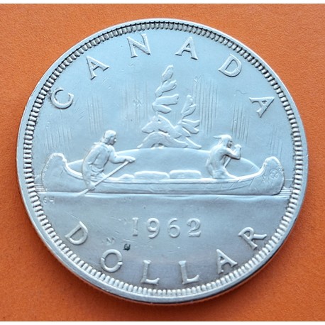 CANADA 1 DOLAR 1962 INDIOS EN CANOA tipo VOYAGEUR KM.54 MONEDA DE PLATA MBC+ $1 Dollar silver R/4