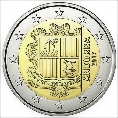 ANDORRA 2 EUROS 2017 ANDORRA ESCUDO NACIONAL SC @TIPO NORMAL NO CONMEMORATIVA@