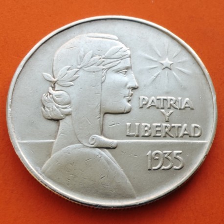 . @RARA@ CUBA 1 PESO 1935 DAMA Tipo ABC - PATRIA y LIBERTAD KM.22 MONEDA DE PLATA MBC Caribe silver coin