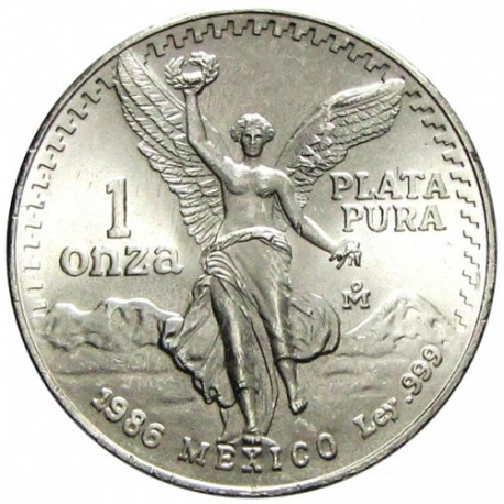 MEXICO 1 ONZA 1986 ANGEL LIBERTAD MONEDA DE PLATA PURA SC- @LA DE LA FOTO@ silver coin OZ OUNCE CÁPSULA R/1