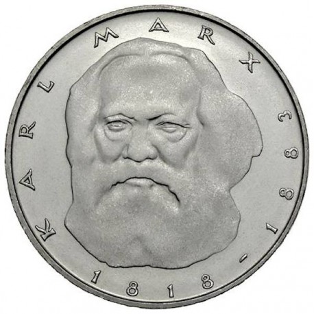 ALEMANIA 5 MARCOS 1983 J KARL MARX KM.158 MONEDA DE NICKEL SC- Germany BRD 5 Marks