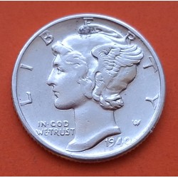 ESTADOS UNIDOS 10 CENTAVOS DIME 1940 P MERCURY KM.140 MONEDA DE PLATA MBC- USA silver coin