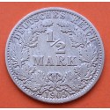 ALEMANIA 1/2 MARCO 1905 A IMPERIO AGUILA Rey GUILLERMO II KM.17 MONEDA DE PLATA MBC Germany Empire Half Mark