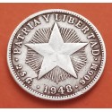 CUBA 10 CENTAVOS 1948 PATRIA y LIBERTAD ESTRELLA KM.A12 MONEDA DE PLATA MBC- Havana Silver R/3