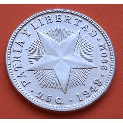 CUBA 10 CENTAVOS 1948 PATRIA y LIBERTAD ESTRELLA KM.A12 MONEDA DE PLATA EBC+/SC- Havana Silver R/1