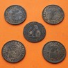 . 5 monedas MBC+ x ESPAÑA 2 CENTIMOS 1870 + 1904+1905 + 1911+1912 LEON y REY SMV y PCV KM.661+722+732 COBRE R/3