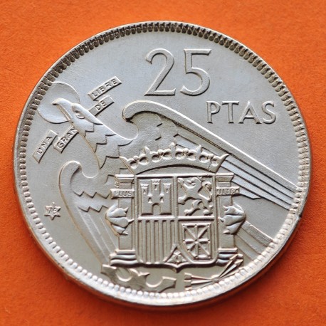 @PROOF@ ESPAÑA 25 PESETAS 1957 * 73 FRANCO ESTADO ESPAÑOL KM.787 MONEDA DE NICKEL @PRUEBA PROCEDE DE CARTERA FNMT 1973@