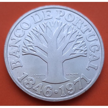 PORTUGAL 50 ESCUDOS 1971 ARBOL - 125 AÑOS DEL BANCO CENTRAL KM.601 MONEDA DE PLATA EBC/SC- silver coin