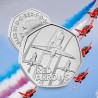 . 1 aaaaaacoin @12/MARZO Envío@ INGLATERRA 50 PENIQUES 2025 CAZA de COMBATE RED ARROWS 1ª MONEDA DE NICKEL MINT SET