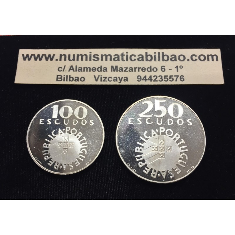 PORTUGAL 100 + 250 ESCUDOS 1974 REVOLUCION PLATA PROOF - Numismatica Bilbao