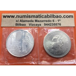 ESPAÑA 2000 PESETAS 1999 APOSTOL SANTIAGO AÑO SANTO XACOBEO KM.925 MONEDA DE PLATA SC @EN BOLSA ORIGINAL@