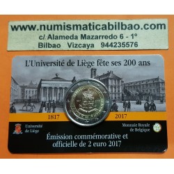 BELGICA 2 EUROS 2017 UNIVERSIDAD DE LIEJA SC MONEDA CONMEMORATIVA EN ESTUCHE OFICIAL (COINCARD) Belgium euro coin