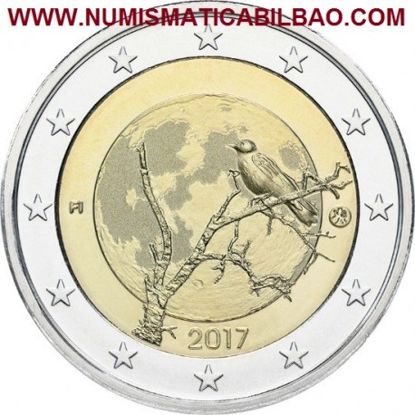 FINLANDIA 2 EUROS 2017 NATURALEZA FINLANDESA y PAJARO SC MONEDA CONMEMORATIVA Finnland