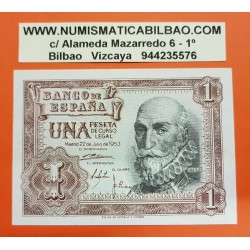 ESPAÑA 1 PESETA 1953 MARQUES DE SANTA CRUZ Serie J Pick 144 BILLETE SC SIN CIRCULAR Spain banknote