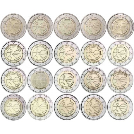 . 2 EUROS 2009 EMU ANIVERSARIO x20 MONEDAS con ALEMANIA ADFGJ