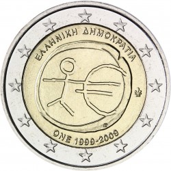 GRECIA 2 EUROS 2009 EMU 10 ANIVERSARIO MONEDA BIMETALICA SC Greece