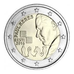 ESTONIA 2 EUROS 2016 PAUL KERES CAMPEON DE AJEDREZ SC MONEDA CONMEMORATIVA COIN