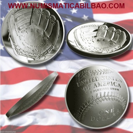 .ESTADOS UNIDOS $1 DOLLAR 2014 BEISBOL BASEBALL PROOF PLATA