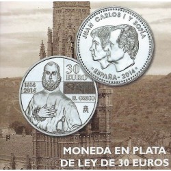 .ESPAÑA 30€ EUROS 2014 EL GRECO PLATA SIN CIRCULAR