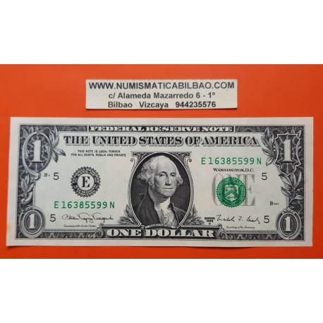 ESTADOS UNIDOS 1 DOLAR 1988 A Sello letra E CIUDAD de RICHMOND VIRGINIA GEORGE WASHINGTON Pick 480B SC USA $1 Dollar